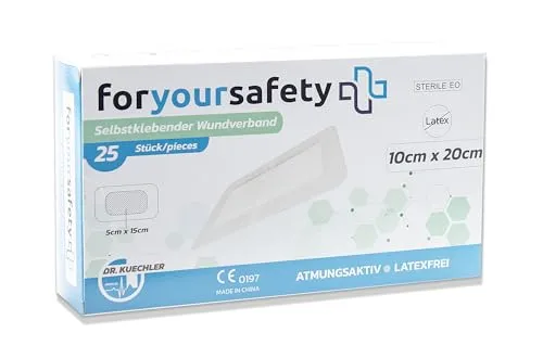 Dr. Kuechler Medical FORYOURSAFETY Wundpflaster-besonders hautfreundlich-einzeln steril verpackt-Pflaster latexfrei, extra sensitiv, ausgezeichnet haftend, für privat, Ärzte, Krankenhäuser