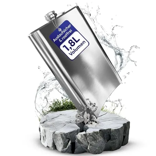 Edelstahl XXL Flachmann 1,8L - Auslaufsichere Trinkflasche für Abenteuer - Flachmänner: Mit 1,8L Fassungsvermögen perfekt für Camping, Partys und Festivals. Auslaufsicher, robust und aus hochwertigem Edelstahl – für unbeschwerte Abende mit Freunden!