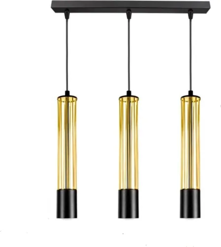 Hängelampe Küche Gold Schwarz Metall 3-flammig GU10 - Deckenlampe in elegantem Gold und Schwarz, ideal für stilvolle Küchen. Mit 3-flammiger Beleuchtung sorgt sie für eine angenehme Atmosphäre und setzt Akzente.