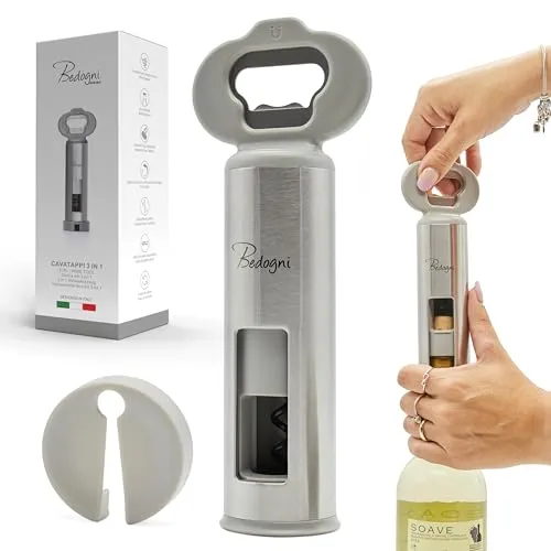 Bedogni Reggio Emilia Korkenzieher Wein- und Bierflaschenöffner mit magnetischem Flaschenöffner und Kapselschneider-Geschenke für Frauen,Geschenke für Männer
