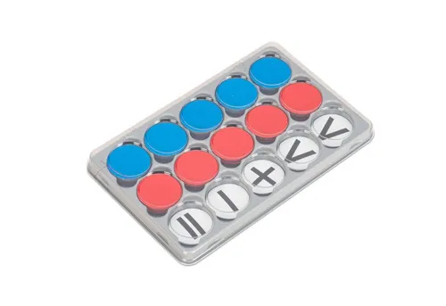 Betzold Lernspielzeug Wendeplättchen - Magnetisches Rechnen Lernen - Rechenlernspiel für Grundschüler, ideal für das Veranschaulichen von Rechenoperationen durch magnetische Wendeplättchen in rot und blau.