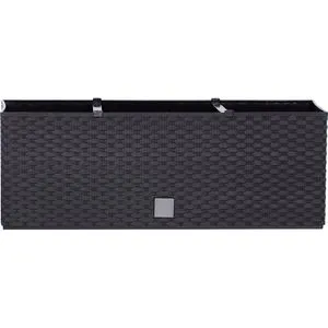 Prosperplast Blumenkasten Rato Case anthrazit 60x25 cm - Garten-Zubehör mit innovativem Erdbewässerungssystem und Wasserspeicher, ideal für Fensterbank und Garten. UV-beständig und in stilvollem Polyrattan-Design.