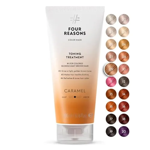 Four Reasons Haartönung Conditioner - Karamell - Natürliche Spülung und Intensivtönung für Haare - Semi permanente Haarfarbe in Braun - Intensive & Schonende Farben Tönung, 200 ml