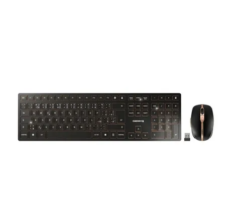 Cherry DW 9000 SLIM Kabelloses Tastatur- und Maus-Set - Maus-Tastatur-Sets mit Bluetooth und 2,4 GHz Verbindung, wiederaufladbare Lithium-Akkus und präziser 1600 dpi Sensor für optimale Nutzung