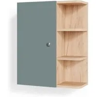Vicco Hängeschrank Fynn, Grün | Modernes Design in Eiche und Braun - Hängeschrank aus der Serie Fynn, 47,2 x 59,2 cm, mit einer eleganten Scharniertür und praktischem Ablagefach - ideal für stilvolle Aufbewahrung in jedem Raum.