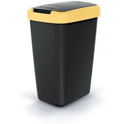 Abfallbehälter 12l mit Deckel KEDEN COMPACTA Q schwarz mit gelbem Rand