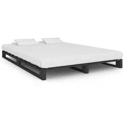vidaXL Palettenbett Grau aus massivem Kiefernholz 140×200 cm - Robustes Palettenbett aus massivem Kiefernholz, perfekt für einen zeitlosen Look in Ihrem Schlafzimmer. Ideal für Matratzen von 140×200 cm, bequem und einfach zu montieren.
