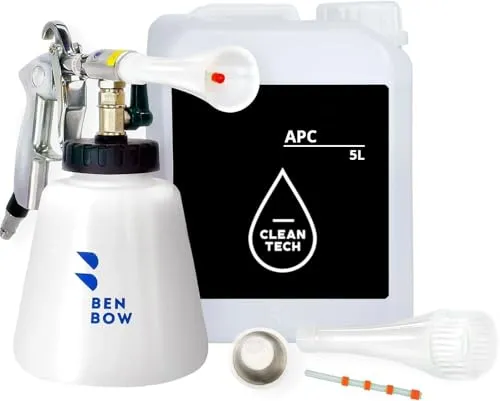 BENBOW Dreckfräse - Druckluft Reinigungspistole mit CLEANTECH Universal Reiniger - Hochdruckreinigerdüsen für die gründliche Fahrzeugreinigung. Das Set entfernt mühelos hartnäckigen Schmutz und sorgt für strahlend saubere Innenräume!