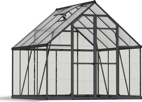 Palram - Canopia Aluminium Gewächshaus Balance 88 | Anthrazit - Garten-Zubehör mit stabiler Aluminium-Konstruktion und 100% UV-beständigen Polycarbonat-Paneelen für optimale Lichtdurchlässigkeit und ideale Wachstumsbedingungen.