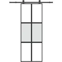 vidaXL Schiebetür 76x205 cm - Modernes Hartglas & Aluminium - Haustüren mit einem modernen Design, das Platz spart und gleichzeitig Licht durchlässt. Langlebiges gehärtetes Glas und stabiler Aluminiumrahmen sorgen für Robustheit und leises Gleiten.