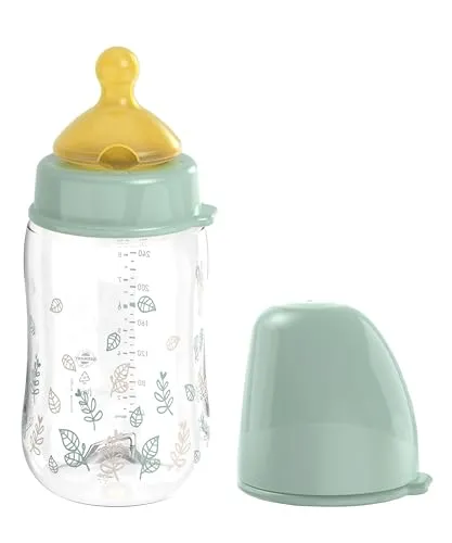 nip – Weithalsflasche | Babyflasche mit Ventil für optimalen Lufteinstrom und zwei Naturkautschuk-Trinksauger. Stillfreundliche Babyflasche aus robustem Material | Gr. S & M, 260ml, Türkis