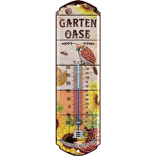 LANOLU Retro Blechschild GARTEN OASE THERMOMETER Schild von LANOLU