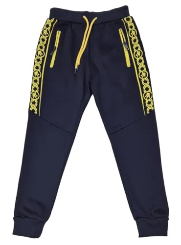 Fashion Boy Jogginghose Freizeithose warm gefüttert in Blau/Gelb, Gr. 98/104, J285.4