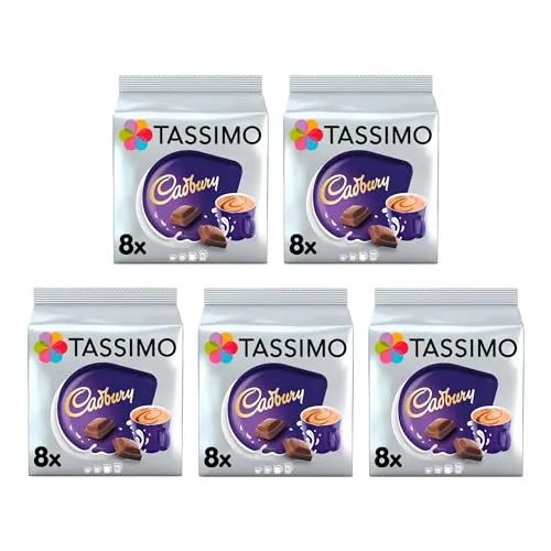Tassimo Kapseln Cadbury Hot Chocolate 40 Kaffeekapseln, 5er Pack, 5 x 8 Getränke