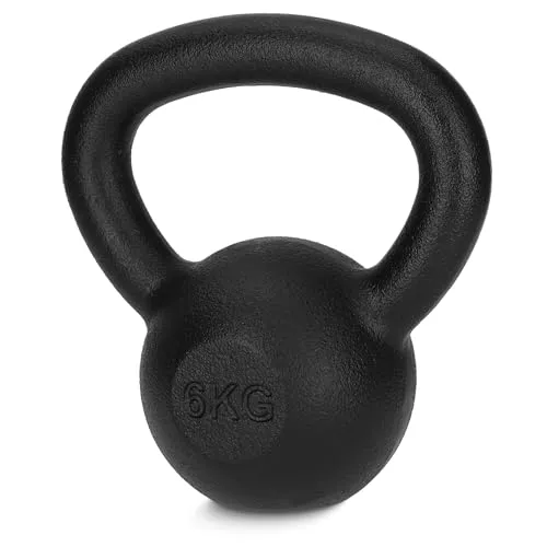 4FIZJO Kettlebell aus Gusseisen, 6 kg, Schwunghantel für Fitness, Kraft und Ausdauertraining, Kugelgewicht, Rundgewichte für Zuhause, Turnhalle, Gewichte Bodenschonende