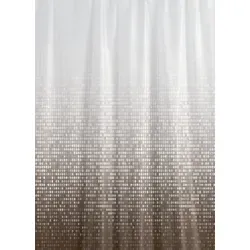 KS Handel 24 Textil Duschvorhang Matrix Weiss Braun Hellbraun 180x200 cm, inkl. Duschvorhangringe inkl. Beschwerung