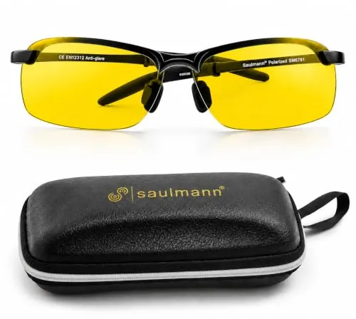 Saulmann® SM6781 Polarisierte Kontrast Fahrbrille mit UV-Schutz gegen Blendung und Antireflexbeschichtung. Blendschutzbrille mit hoher Kontrastverstärkung für scharfes Sehen bei schwierigem Licht ⒼⒺⓁⒷ