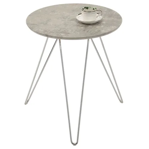 IDIMEX Couchtisch BENNO – Moderner Beistelltisch in Betonoptik - Stylischer Couchtisch mit verchromten Metallfüßen, ideal für jedes Wohnzimmer. Maße: 48x48x56 cm, zerlegt geliefert.
