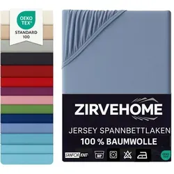 yadetextil Spannbettlaken 180x200 cm - 200x200 cm Jersey Spannbetttuch 100% Baumwolle Bettlaken, Jersey, Gummizug: Rundumgummi, (1 Stück), Baumwolle Spannbettlaken 180x200-200x200 cm bis 25 cm Höhe, Rauchblau blau 180 cm x 200 cm