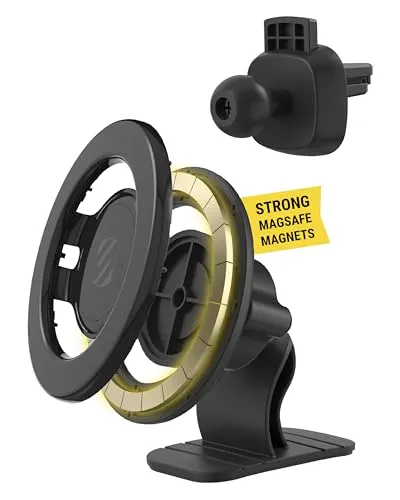 Produktbild Scosche MagicMount SMSDV 2025 Upgraded Magnetische Handyhalterung Auto – 360° drehbar, mit Adapter für alle Smartphones, für Lüftung & Armaturenbrett, kompatibel mit iPhone/MagSafe