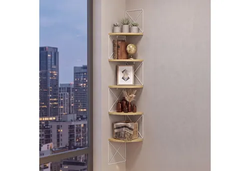 VASAGLE Eckregal, Zickzack-Design, 5 Ebenen, 20 x 20 x 127,5 cm - Praktisches Eckregal für Wohnzimmer, Schlafzimmer oder Küche. Mit 5 stabilen Ablagen und modernem Zickzack-Design nutzt es Ecken optimal aus und bietet viel Platz für Ihre Deko und Bücher.