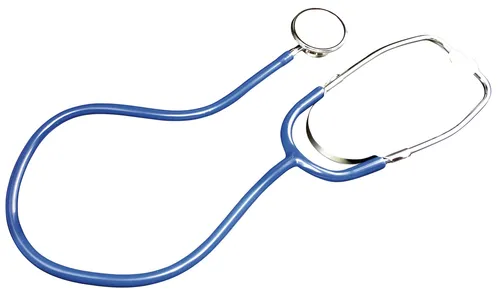 Stethoskop BLAU/SILBER, funktionstüchtig, aus Metall und Kunststoff
