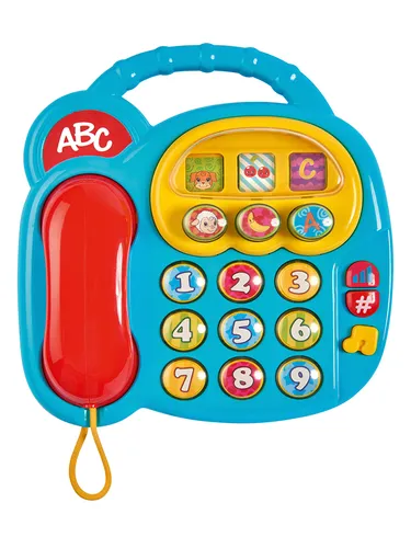 Simba 104010016 - ABC buntes Telefon, Babyspielzeug - Musikalisches Spielzeug für Babys, mit Drehbilderdisplay und verschiedenen Sounds, fördert die Motorik und ist ideal für Kleinkinder ab 6 Monaten.