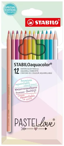 Aquarell-Buntstift - STABILOaquacolor - Pastellove Set - 12er Pack - mit 12 ...