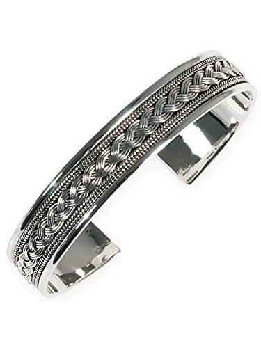 Mittelalterlicher Armreif aus Silber 925 für Herren und Damen - Armband aus handgefertigtem Sterlingsilber, anpassbar und im Wikinger-Stil, ideal für Liebhaber von mittelalterlichem Schmuck.