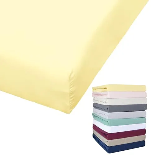 Bierbaum Jersey Spannbettlaken 27cm Steghöhe 90x190-100x200 / 140-160x200 / 180-200x200 cm Grau Gelb Weiß Grün Blau, Farbe:Gelb, Größe:140x200cm Spannbettlaken