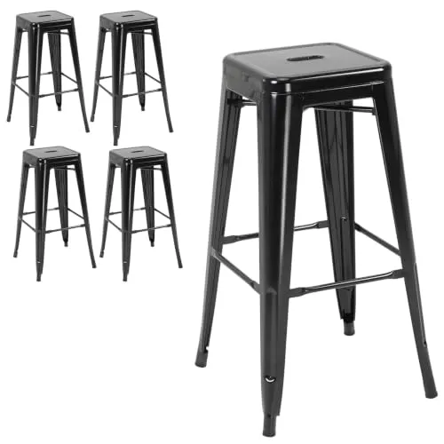 HOMCOM Barhocker 4er Set – Stapelbar und Wetterfest