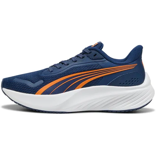 Puma Pounce Lite Jr Laufschuhe - Persian Blue/Orange Glo - Laufschuhe für Kinder (8-16 Jahre) mit atmungsaktivem Obermaterial und SOFTFOAM+ Innensohle für außergewöhnlichen Komfort und Dämpfung bei jedem Schritt.