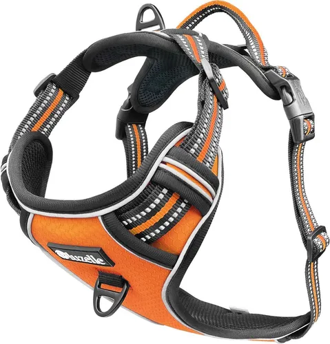 bluzelle Hundegeschirr für mittelgroße Hunde, Reflektierendes Brustgeschirr mit GPS-Tasche - Sicherheitsgeschirr mit Anti-Zug Design für entspannte Spaziergänge, reflektierenden Gurten für Sichtbarkeit und praktischer Tasche für GPS-Tracker.