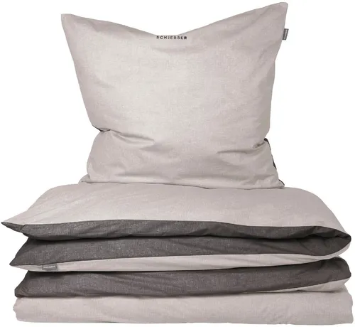 Schiesser Wendebettwäsche Doubleface - Bettwäsche-Set aus weicher Baumwolle mit edlem Melangeeffekt, wendbares Design und Made in Green Zertifizierung für umweltbewussten Schlafkomfort.