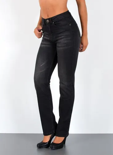 ESRA Straight-Jeans Damen High Waist - Moderne Damen Straight Fit Jeans mit hohem Bund, ideal für jeden Tag. Der elastische Stoff sorgt für perfekten Sitz und hohen Tragekomfort. Erhältlich bis Größe 7XL in verschiedenen Farben und Waschungen.