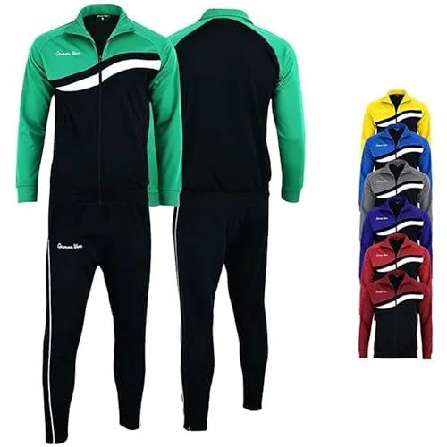 German Wear STRIKER Herren Trainingsanzug Doppellagig Grün Größe 54 - Bequemer Herren-Trainingsanzug aus hochwertigem Mikro-Polyester mit Fleece-Futter. Ideal für Jogging, Fitness und Freizeit – bietet optimale Bewegungsfreiheit und Atmungsaktivität für sportliche Aktivitäten.
