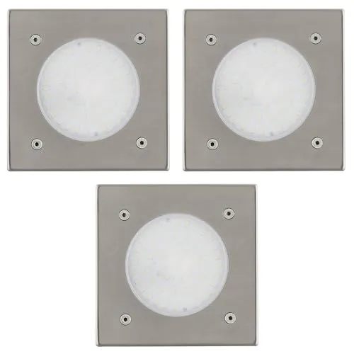 Eglo 32336 3-er Set LAMEDO LED Ein-\/Aufbauleuchte - Elegante Edelstahl-Deckenleuchte im 3er Set, energiesparend mit 3x2,5W LED, ideal für modernes Wohndesign.