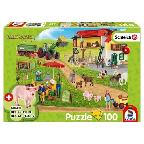 SCHMIDT SPIELE PUZZLE SCHLEICH FARM WORLD BAUERNHOF UND HOFLADEN 100 TEILE