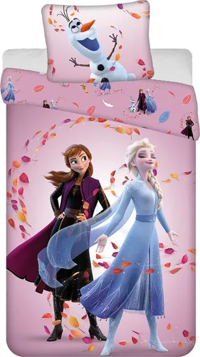 Jerry Fabrics Eiskönigin Anna Elsa Kinderbettwäsche Set - Bettwaren-Set für Kinder mit 100% Baumwolle, wendbar und ideal für Einzel- oder Juniorbetten. Perfekt für kleine Fans von Anna und Elsa!