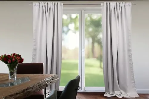 deco-raum Verdunkelungsvorhang Hellgrau lichtundurchlässiger Vorhang mit verdeckter Schlaufe 140x245 cm, fertig konfektioniert