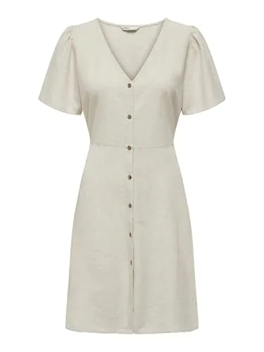 ONLY Blusenkleid ONLVita - Drapiert & Raffiniert in Grau XL - Kleider: Elegantes, graues Blusenkleid mit drapiertem Design und kurzen Puffärmeln für einen femininen Look. Ideal für besondere Anlässe oder den Alltag.