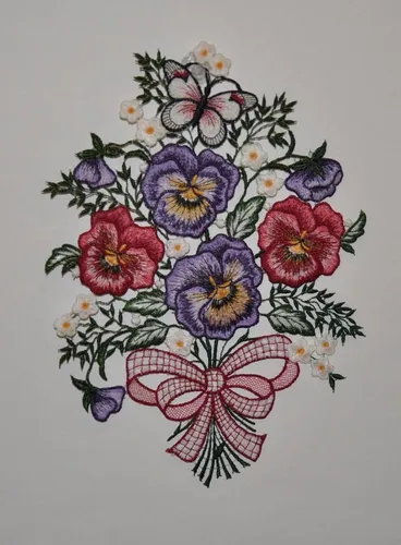 Stickereien Plauen Fensterbild Veilchen in pink von Stickereien Plauen