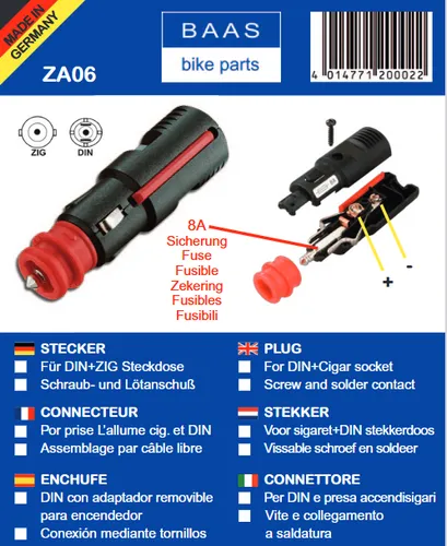 Produktbild BAAS ZA06 Stecker für Steckdose (Zigarettenanzünder / DIN 12 V) mit Sicherung