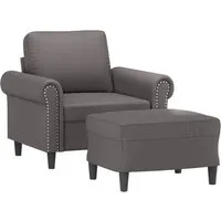 vidaXL Sessel mit Hocker Grau 60 cm Kunstleder - Hocker und Sessel in einem: Der bequeme Sessel mit Hocker aus langlebigem Kunstleder bietet vielseitige Nutzungsmöglichkeiten und ist ein stilvoller Blickfang für jedes Zuhause.