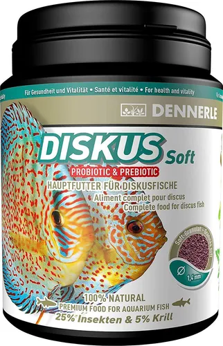 Dennerle Diskus Soft 1000 ml - Hochwertiges Hauptfutter für Diskusfische - Aquarien Zubehör mit Soft-Granulat für hohe Akzeptanz, reich an Omega-3 und Astaxanthin für gesunde Fische und lebendige Farben.