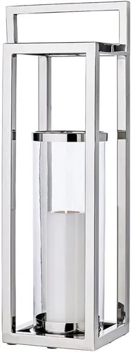 EDZARD Laterne Manhattan, 79 cm, Edelstahl vernickelt, rundes Innenglas - Elegante Windlicht-Laterne aus vernickeltem Edelstahl für stimmungsvolle Abende im Garten oder auf der Terrasse. Ideal zum Befüllen mit Kerzen oder dekorativen Elementen und für eine romantische Atmosphäre.