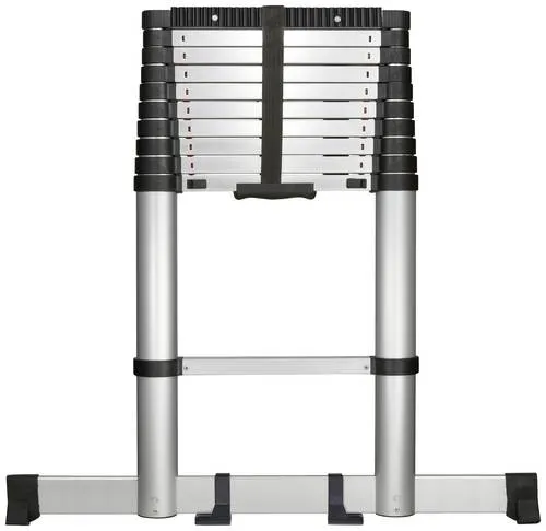 TOOLCRAFT TO-7868814 Aluminium/Kunststoff Teleskopleiter - Leiter für vielseitige Anwendungen, maximale Standhöhe von 1,5 m und bis zu 150 kg belastbar – ideal für Handwerker und Heimwerker.