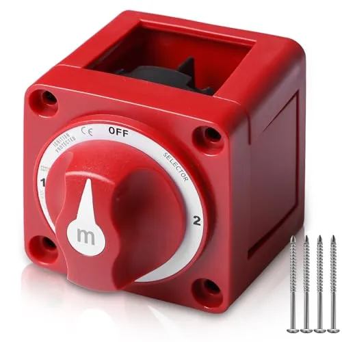 Batterietrennschalter 12-48V, 300A Batterieschalter 3-Positionen-Zweikreis-Leistungstrennschalter Hauptschalter Batterie Trennschalter Batterie Schalter für Boot Motorrad Yacht Auto KFZ Marine Caravan