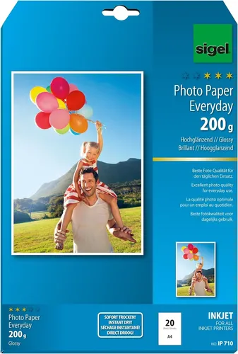 sigel InkJet Everyday Foto Papier DIN A4 hochglänzend weiß 20 Blatt