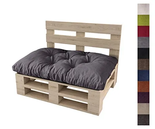 sunnypillow Palettenkissen Auflage Set - 120 x 80 cm, Anthrazit - Auflagen & Polster für Sofas, hochwertige Palettenkissen für Innen- und Außenbereich, wasserabweisend und pflegeleicht, mit gratis Seitenkissen bei Kauf von 3 Sets!